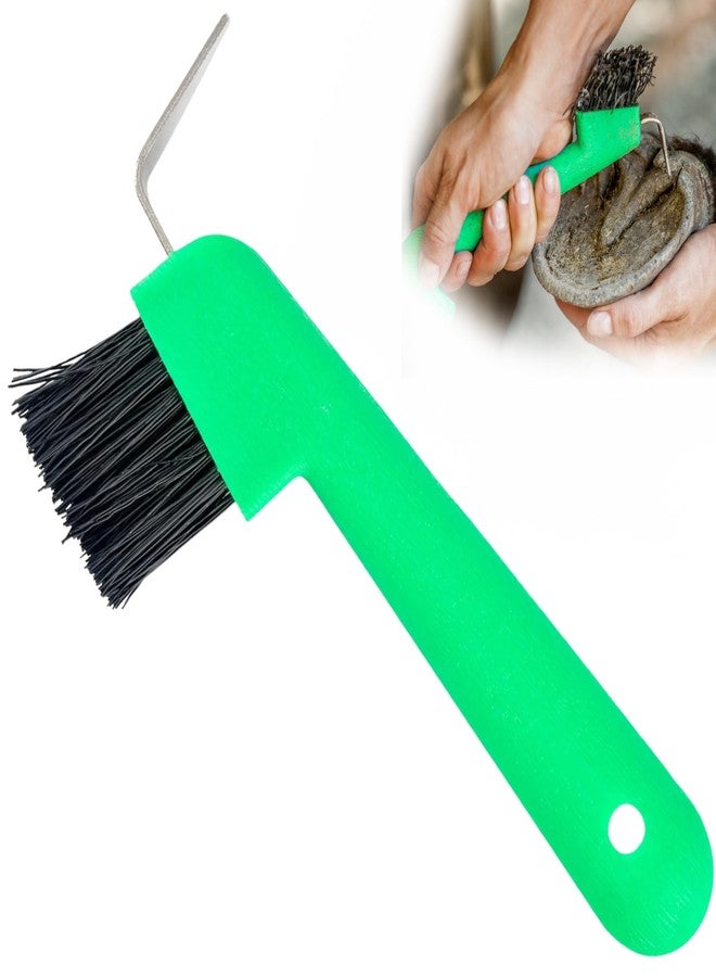 Jeffers Equine Hoof Pick & Brush, Green - Horse Hoof Cleaning Tool for Grooming, Farrier, Equestrian Care - Durable Hoof Pick with Stiff Bristles - 4 inch Easy Grip Handle - Image 1